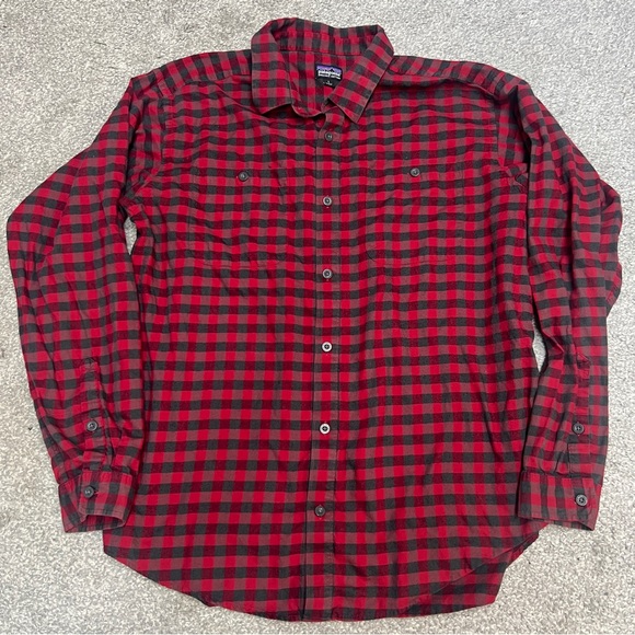 Patagonia Other - Patagonia Shirt Mens Large Red Plaid Flannel Button Up Organic Cotton Outdoors